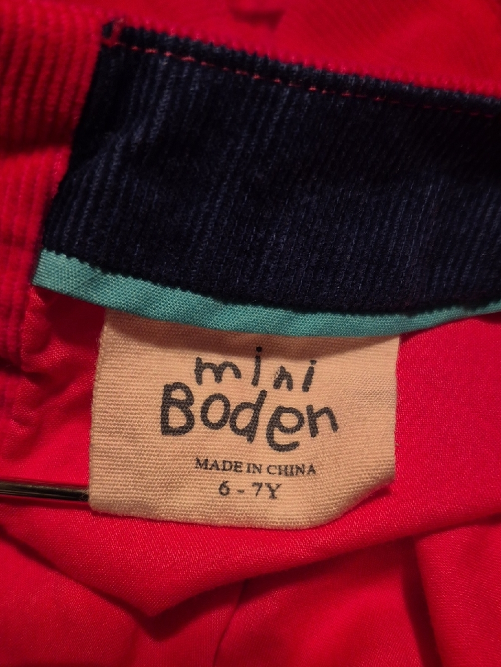 Mini Boden girls 6-7 yrs pink corduroy folded short sleeve dress 2 pockets EUC - Picture 5 of 6